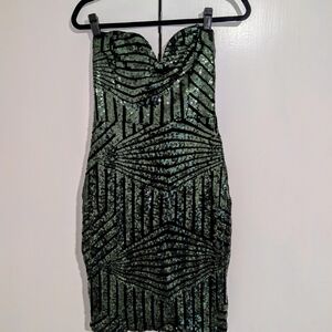 Charlotte Russe Strapless Sequin Cocktail/ Night Out Dress in Green and Black